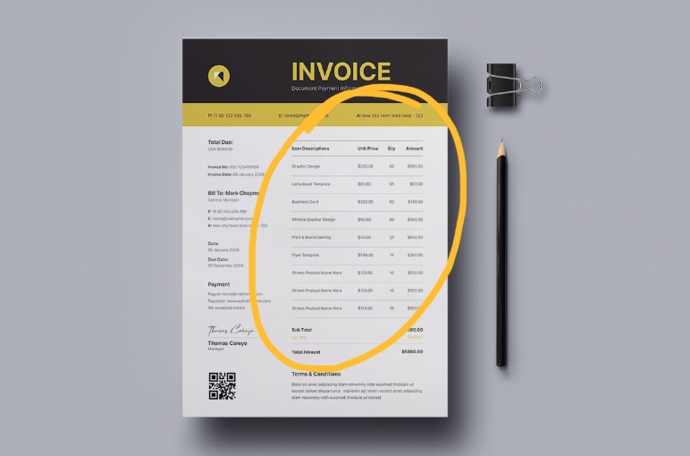itemized invoice example