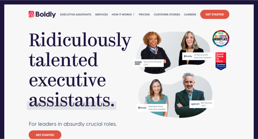 Boldly homepage